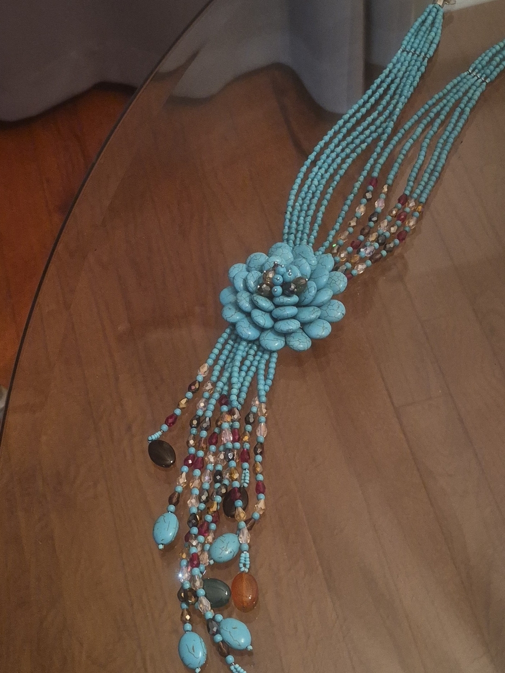 Joan Rivers, Starlet Simulated Turquoise Flowerd Multi-Strand Necklace